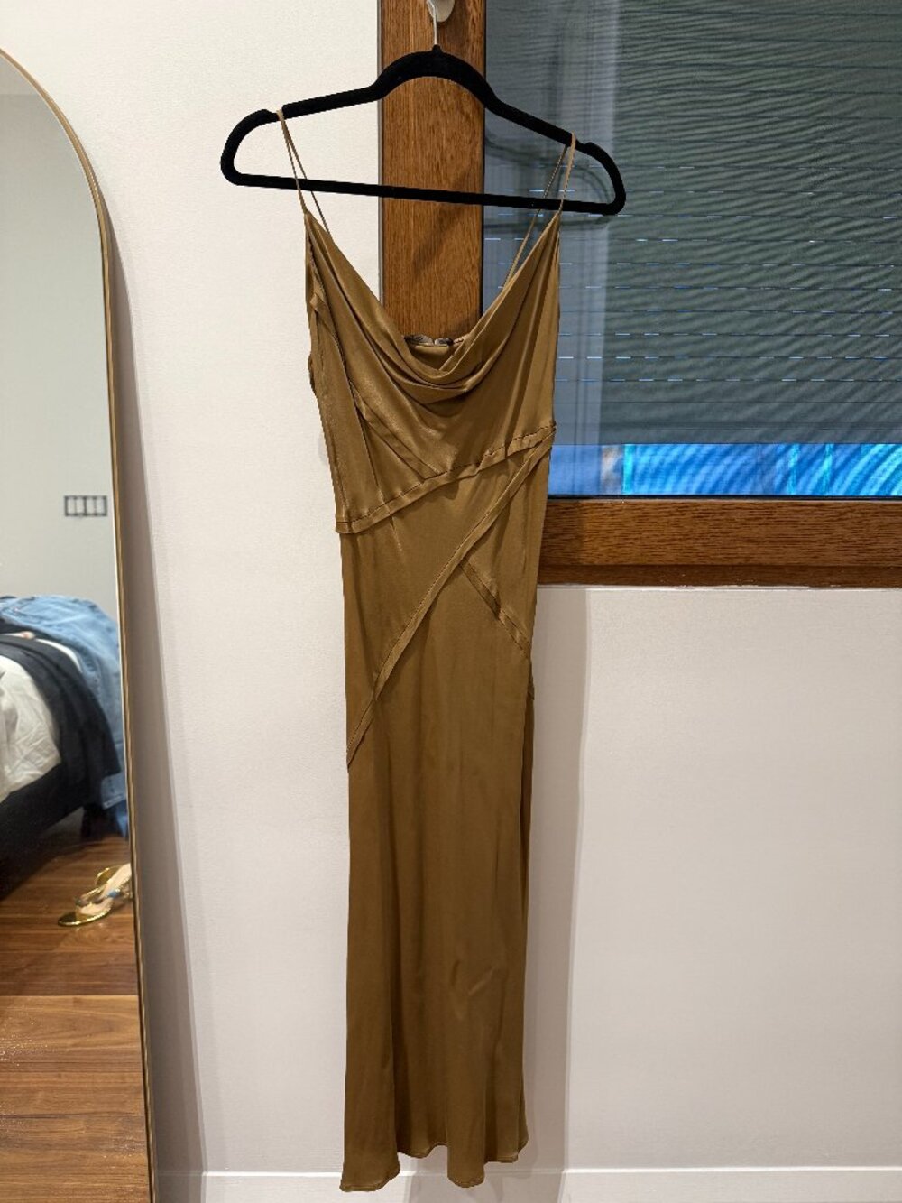 NWT ZARA Cowl Neck Satin Maxi Slip Dress